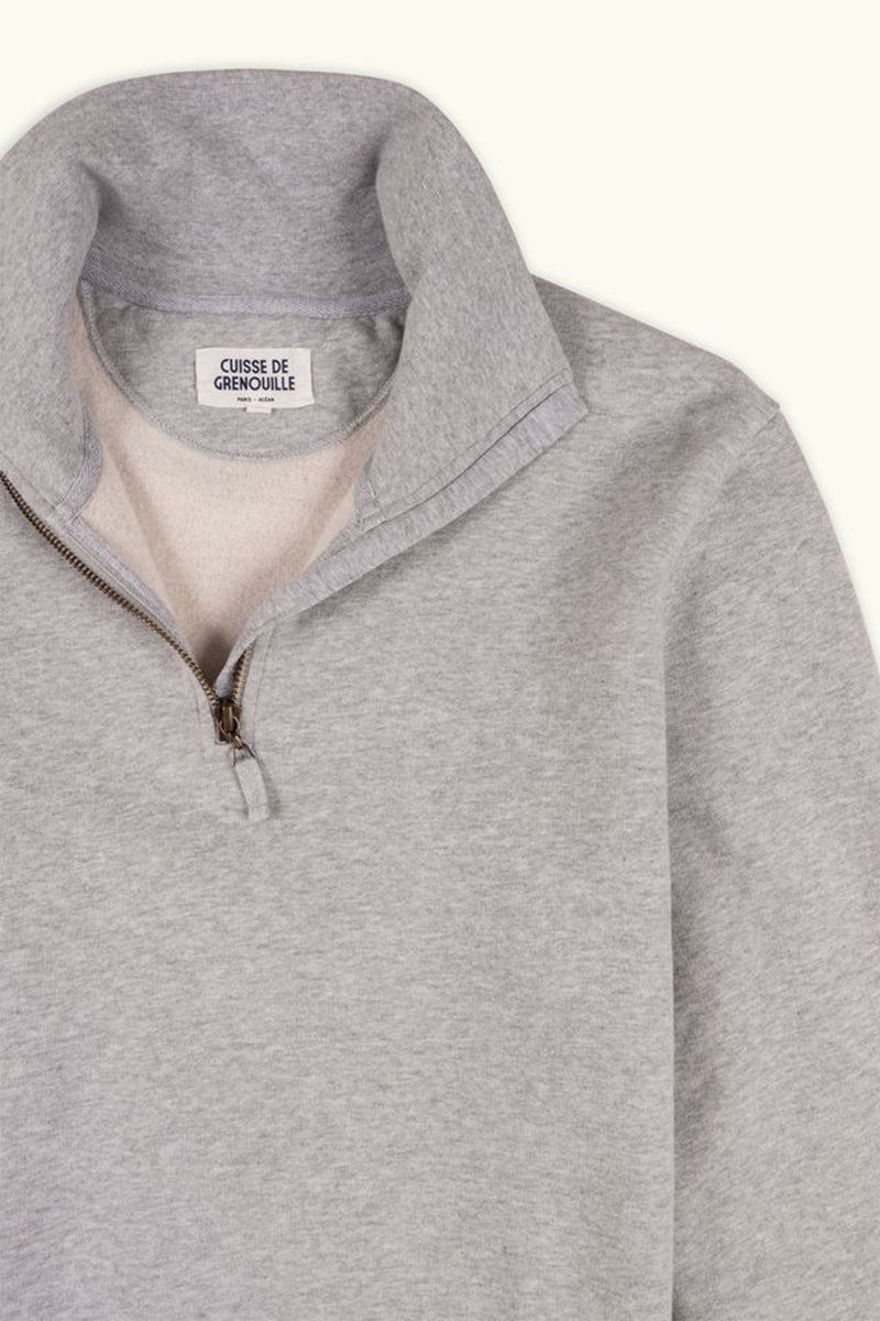 Seb Half Zip Sweater in Light Grey