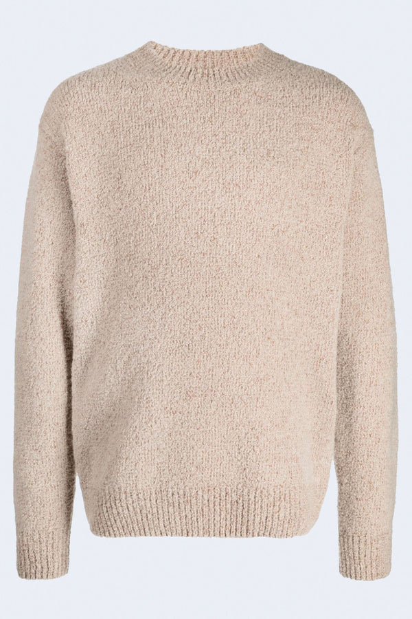 Maglia Girocollo Unito Textured Sweater in Panna Scuro