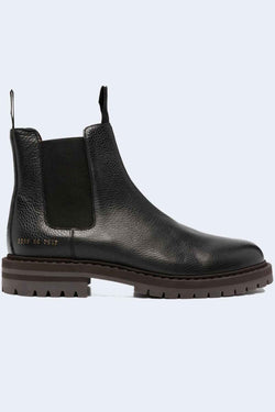 Men's Pebbled Leather Chelsea Boot in Black