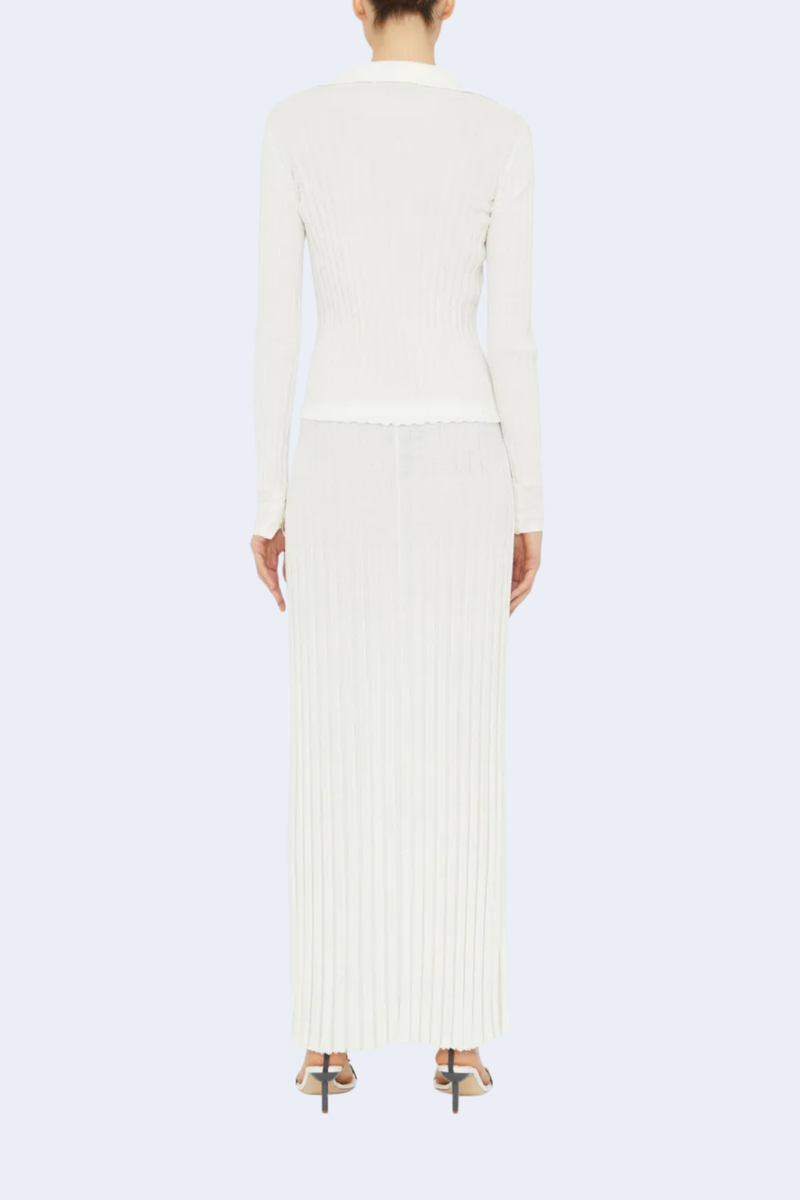 Sundial Shell Ribbed Knit Cardigan in White