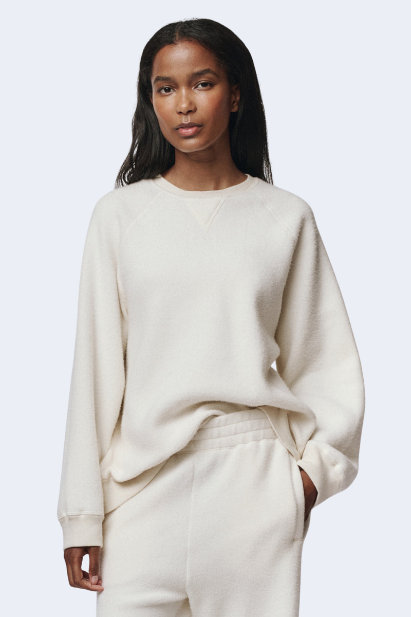 The Plush Slouch Sweatshirt in Washed White