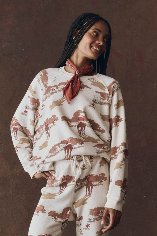 The Slouch Sweatshirt  in Riding Horses Print