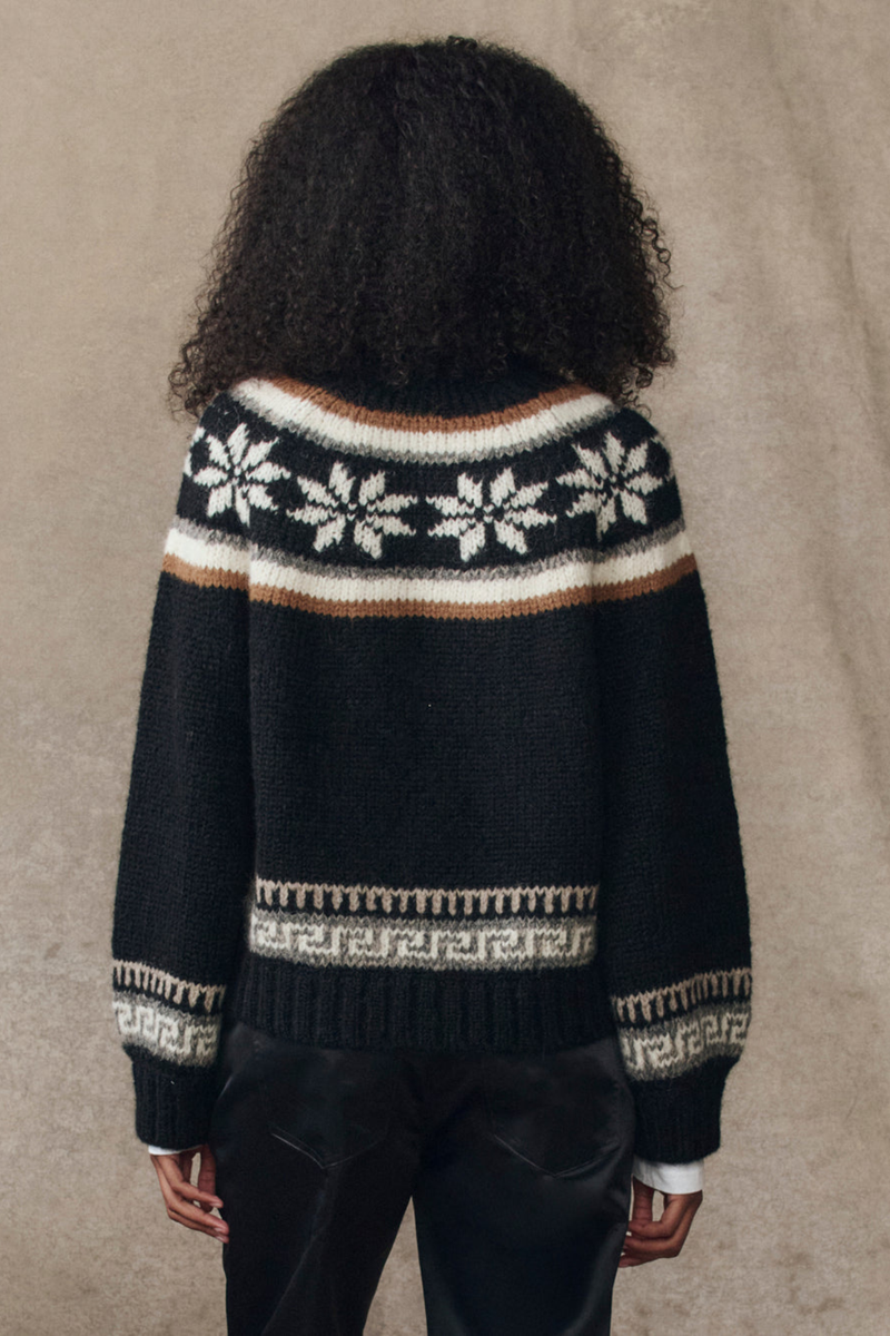 The Snowflake Ice Rink Cardigan in Black