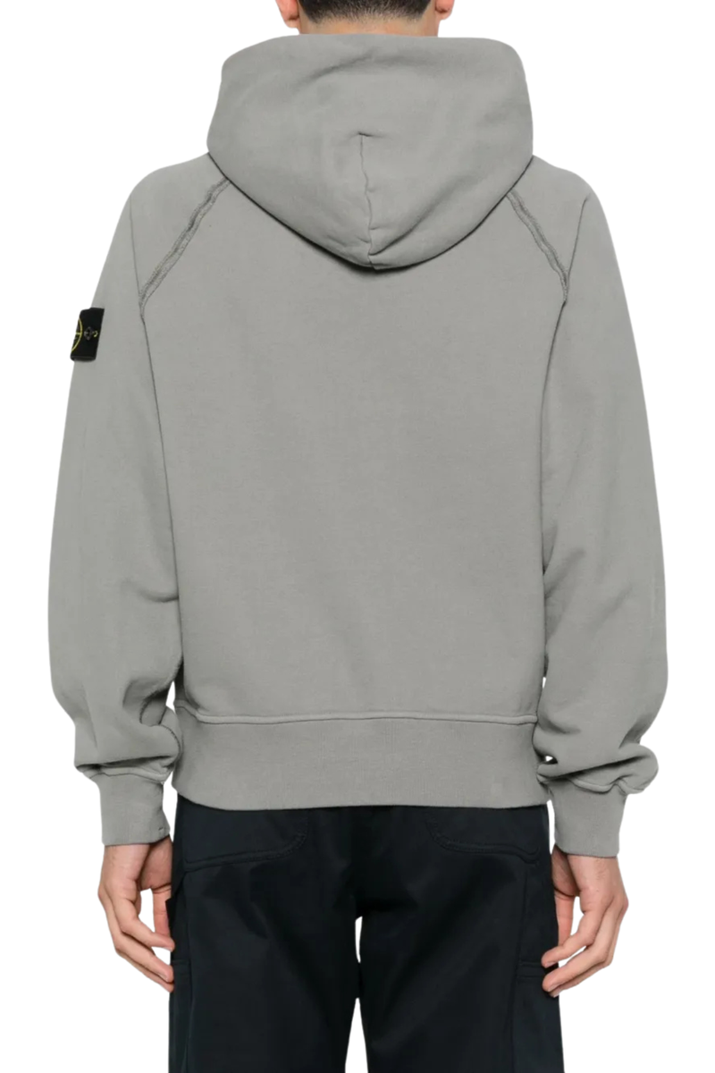 Brushed Organic Cotton Fleece Hooded Sweatshirt   in Cement