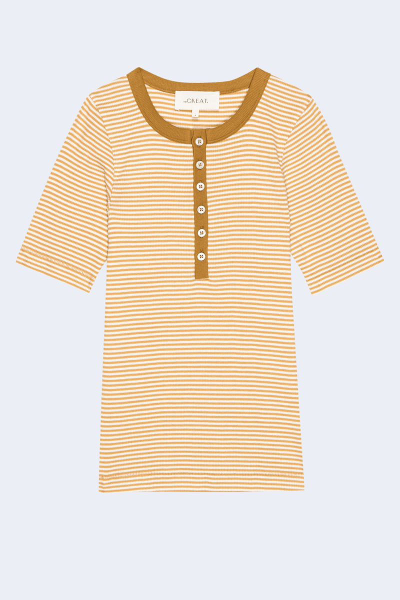 The Baseline Henley in Bronze Stripe