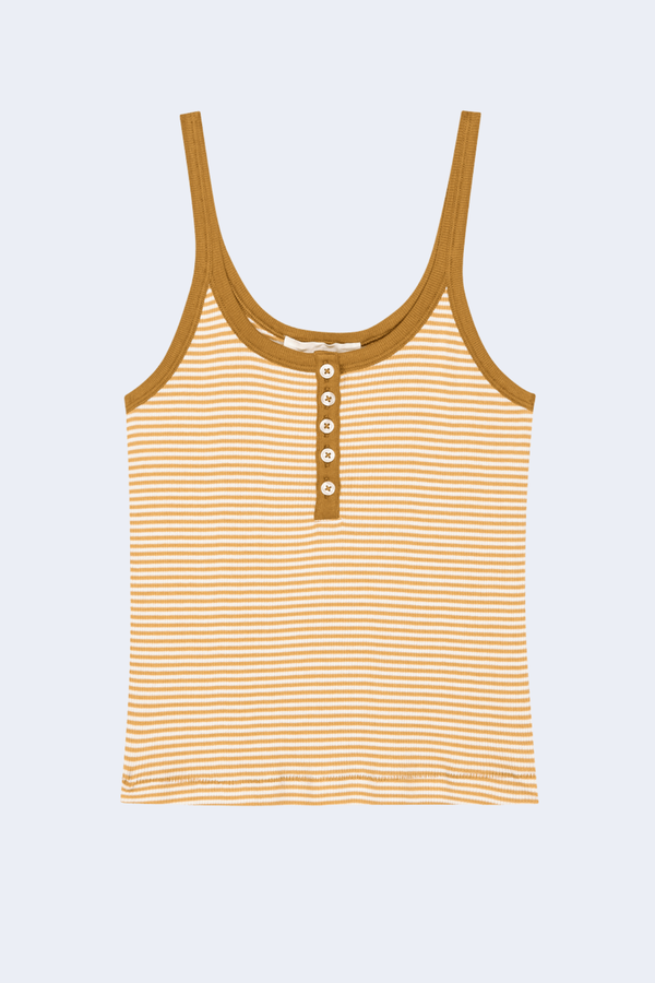 The Henley Slim Tank in Bronze Stripe