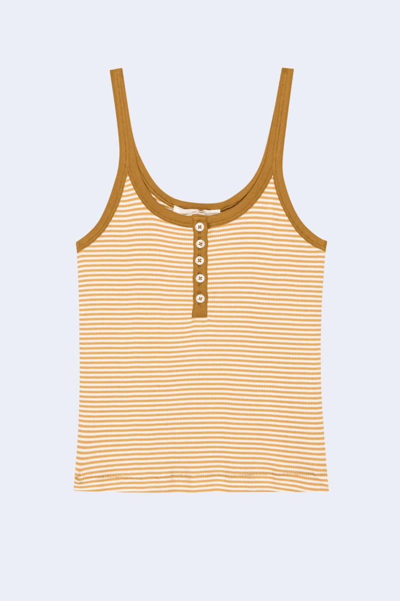 The Henley Slim Tank in Bronze Stripe