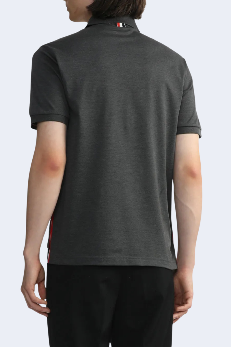 Short Sleeve Pocket Polo In Fine Mercerized Pique in Dark Grey