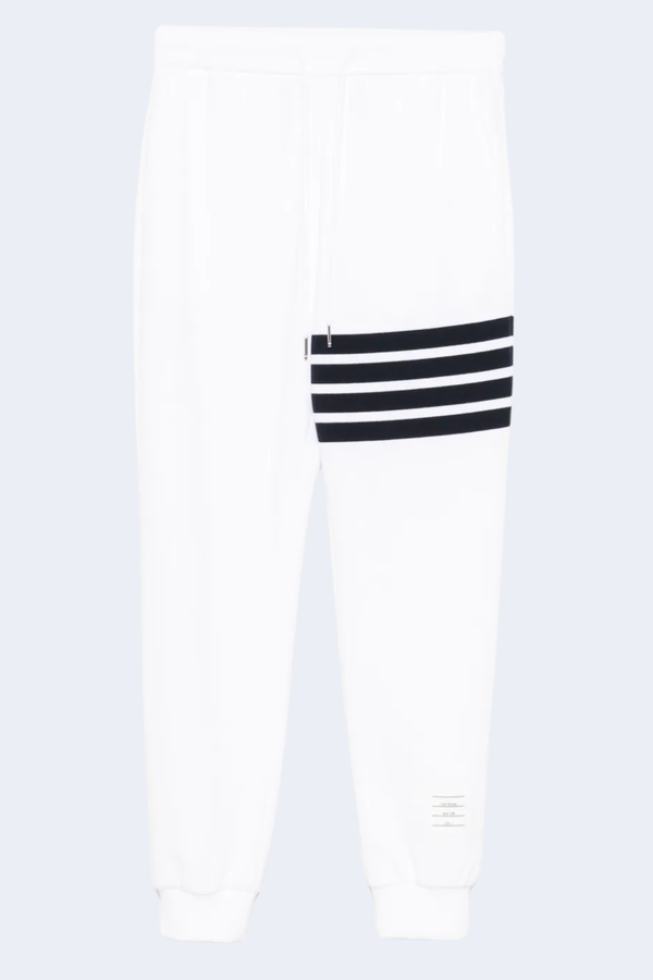 Sweatpants In Classic Loopback W/ Engineered 4 Bar in White/Navy