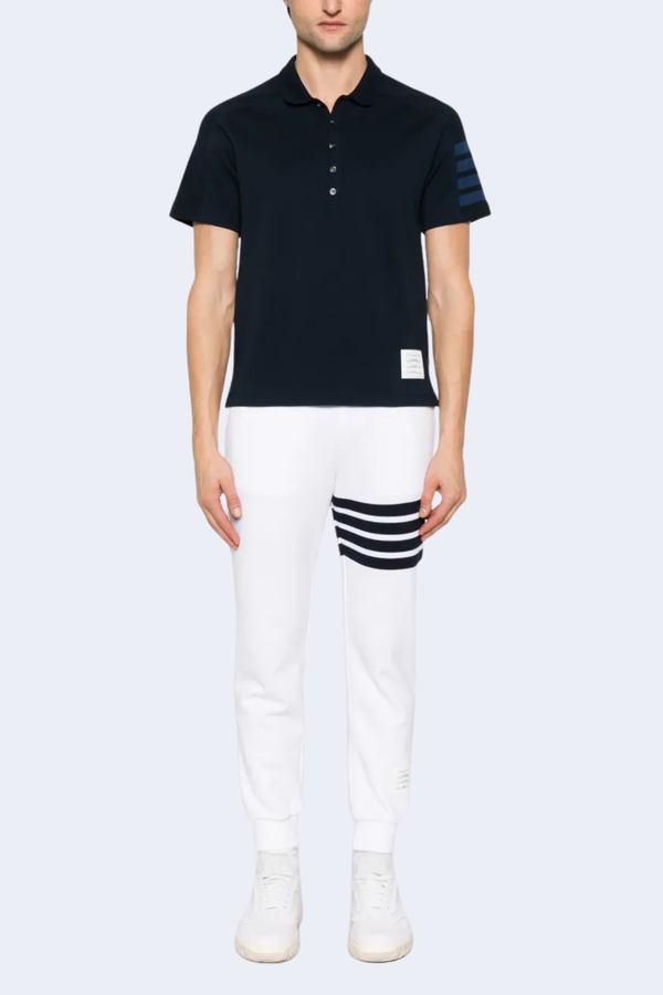 Sweatpants In Classic Loopback W/ Engineered 4 Bar in White/Navy