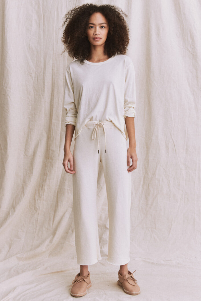 The Long Sleeve Crop Tee in Washed White