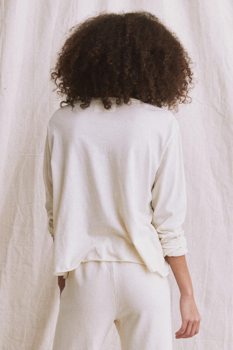 The Long Sleeve Crop Tee in Washed White