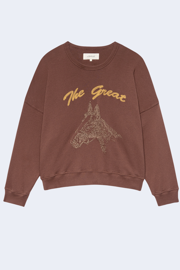 The Teammate Sweatshirt W/ Horse Embroidery in Umber