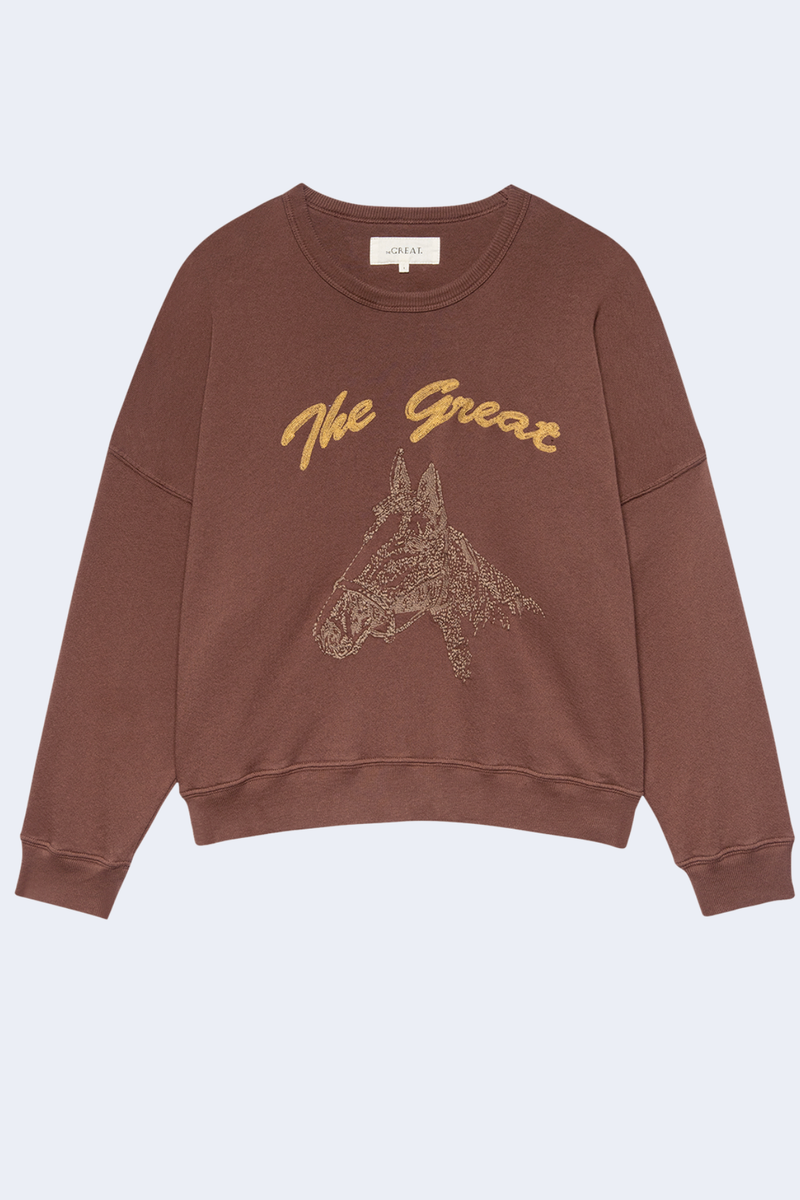 The Teammate Sweatshirt W/ Horse Embroidery in Umber