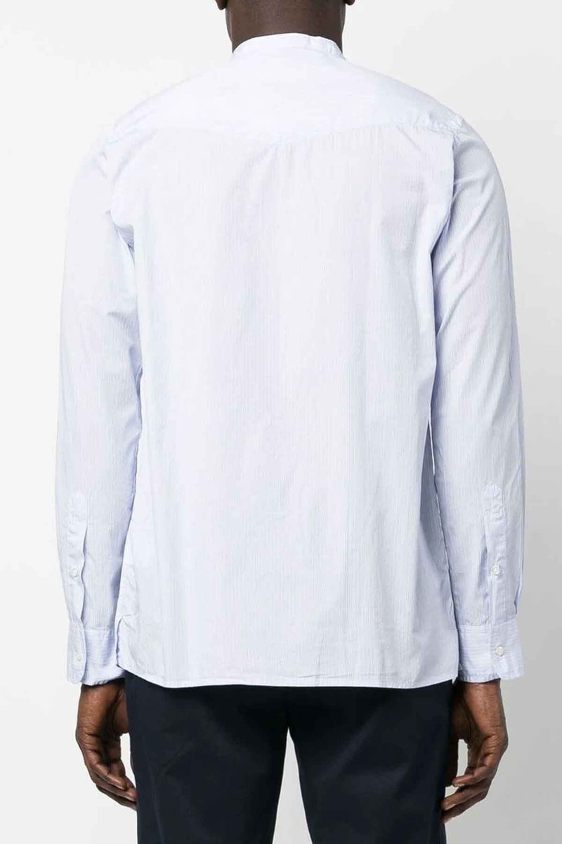 Gaston Light Striped Poplin Shirt in White/Blue/Light Blue