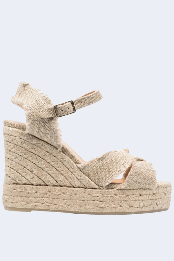 Bromelia Canvas Ankle Strap Espadrilles in Oro Claro