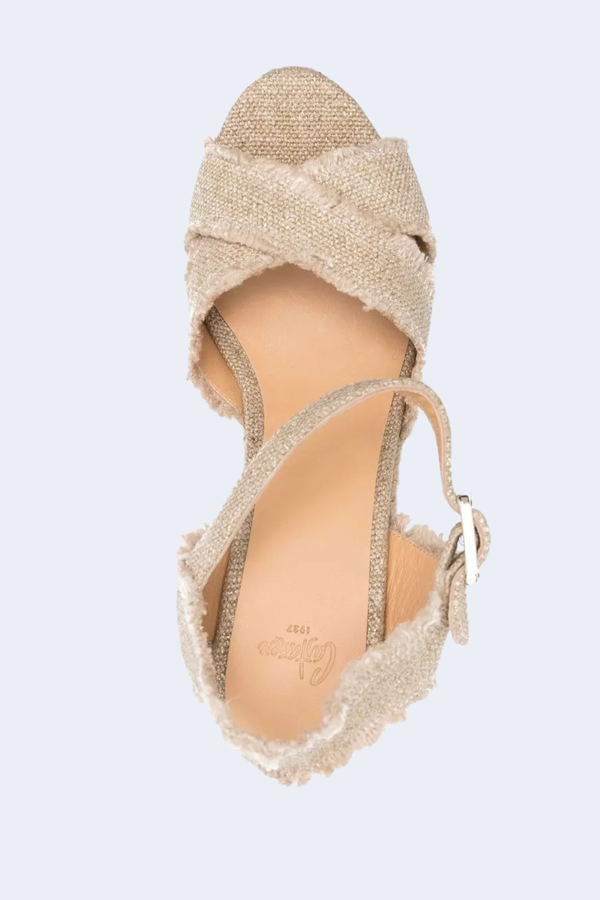 Bromelia Canvas Ankle Strap Espadrilles in Oro Claro