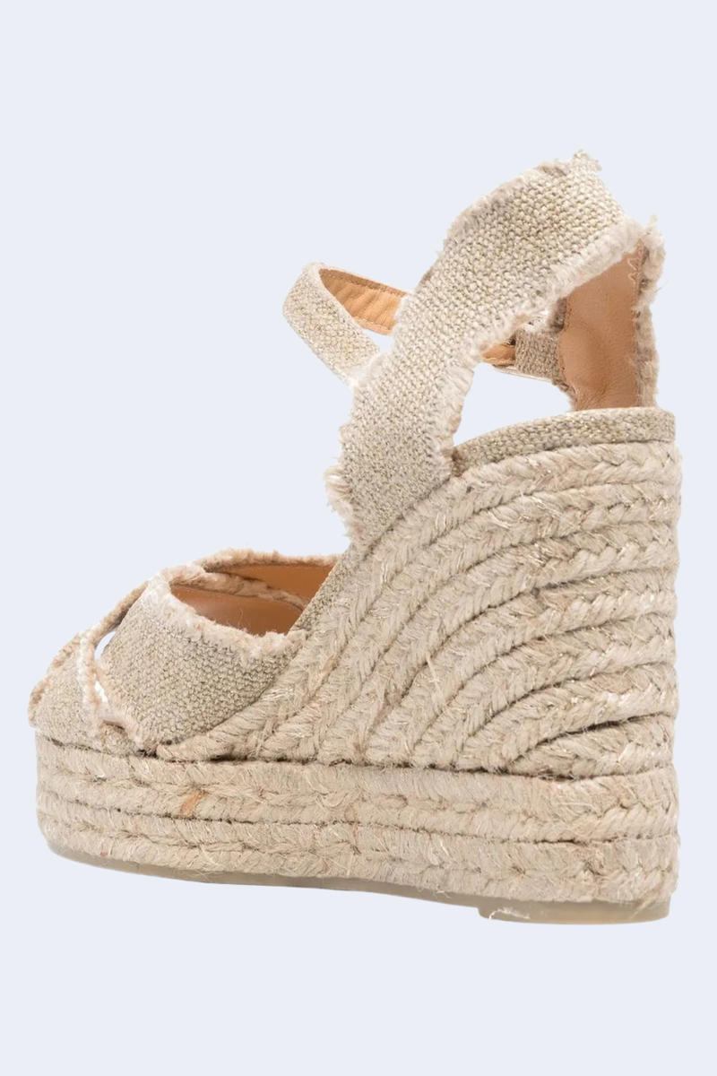 Bromelia Canvas Ankle Strap Espadrilles in Oro Claro