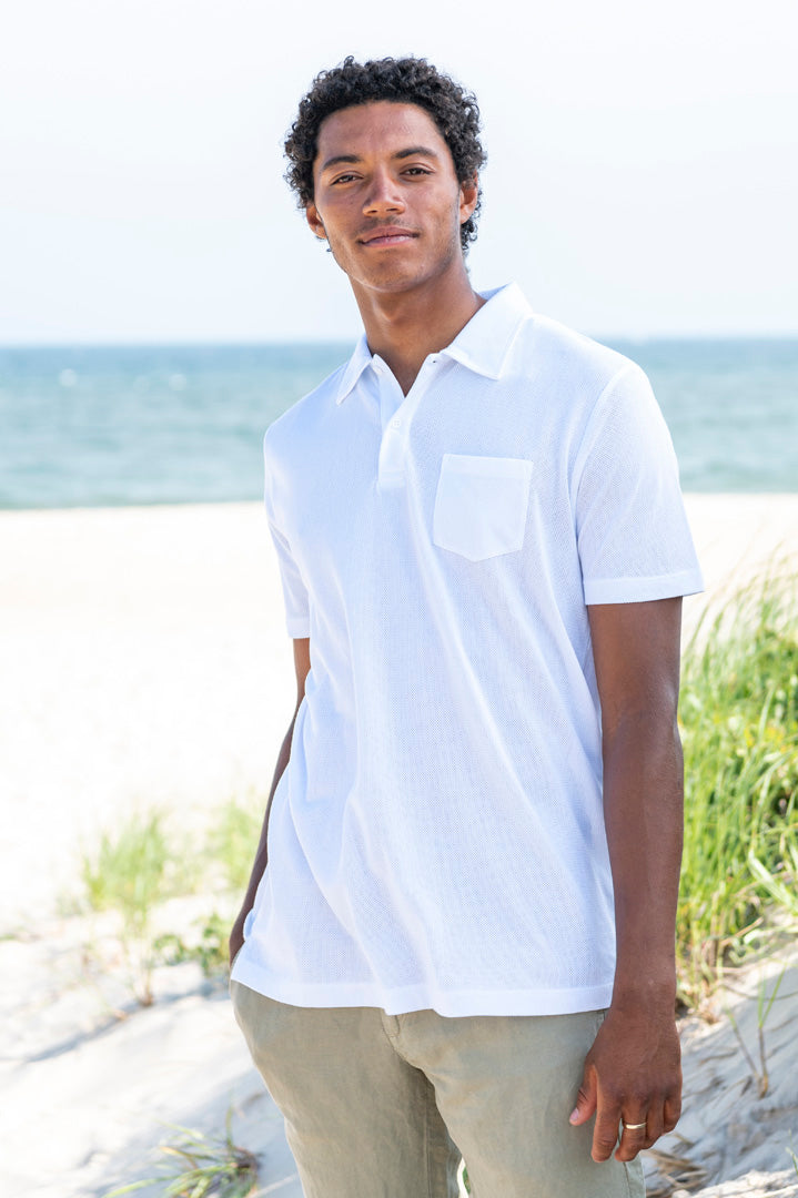 Riviera Short Sleeve Polo Shirt in White
