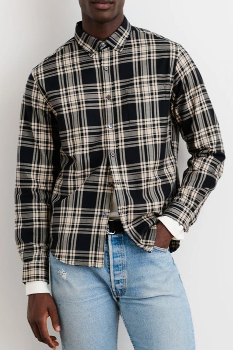 Men's Tartan Mill Shirt in Black Ivory