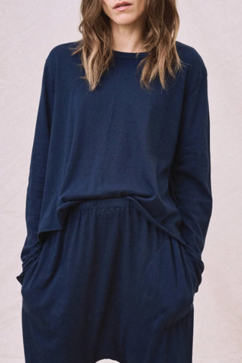 The Long Sleeve Crop Tee in True Navy