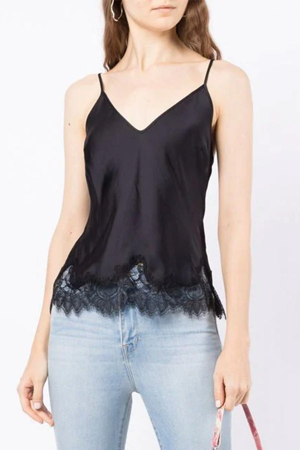 Dayna Lace Trim Cami in Black