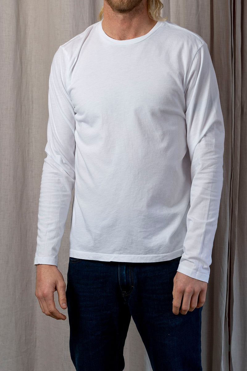 Long Sleeve Supima Crew Tee in White