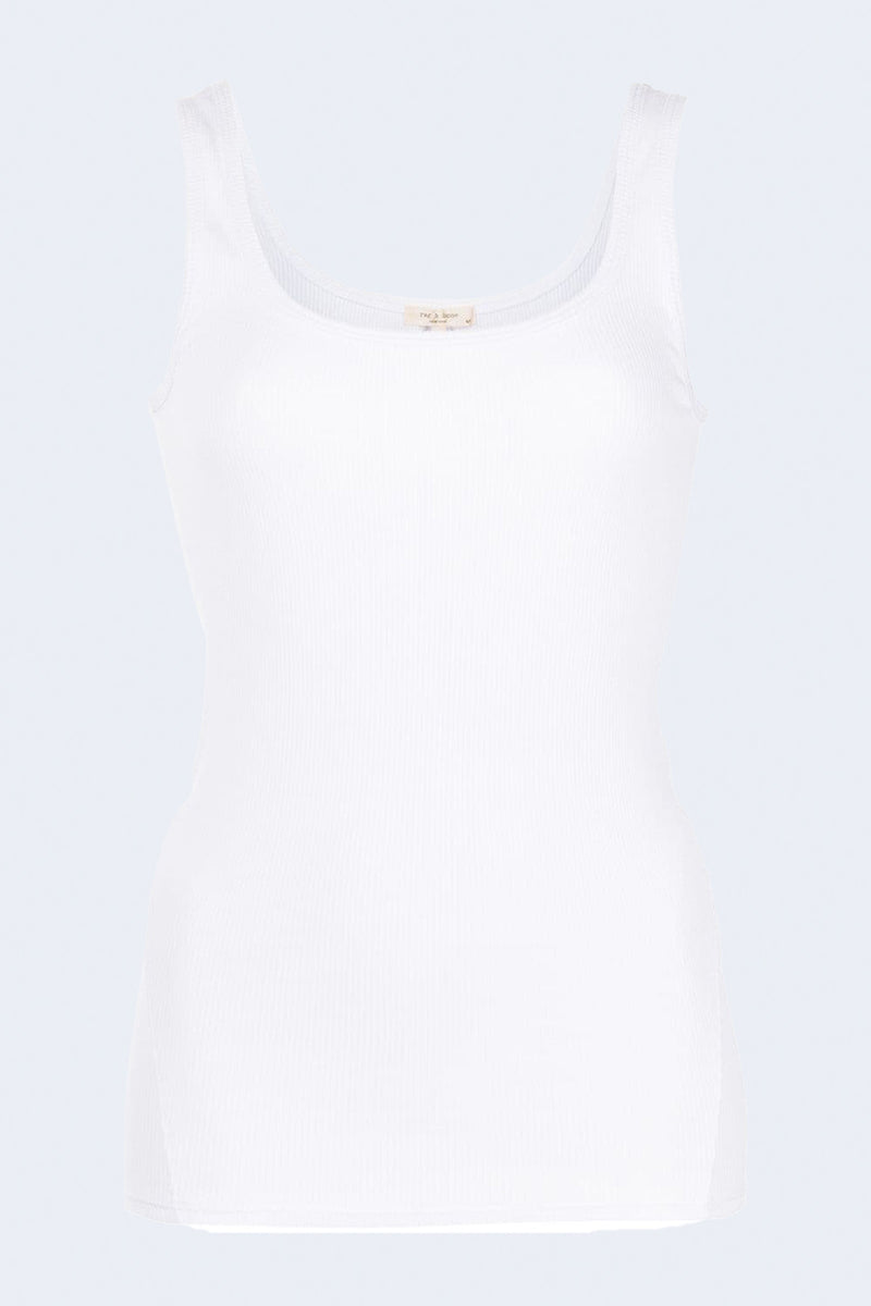 Women's Essential Rib Scoop Neck Tank in White