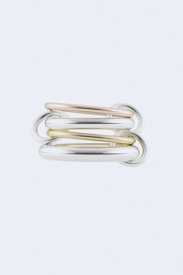 Hyacinth MX 4 Linked 18K Mixed Gold Rings with Sterling Silver Connectors