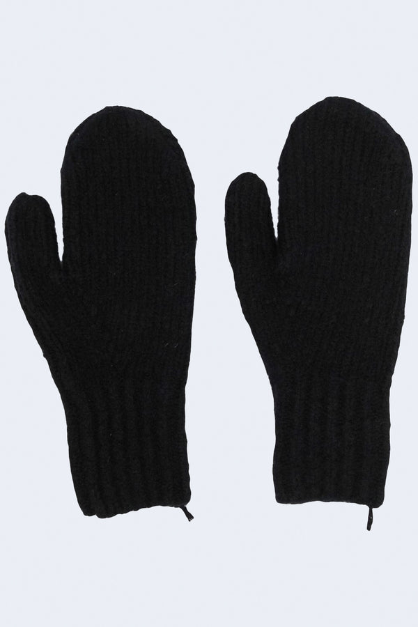 Ribbed Mittens in All Black