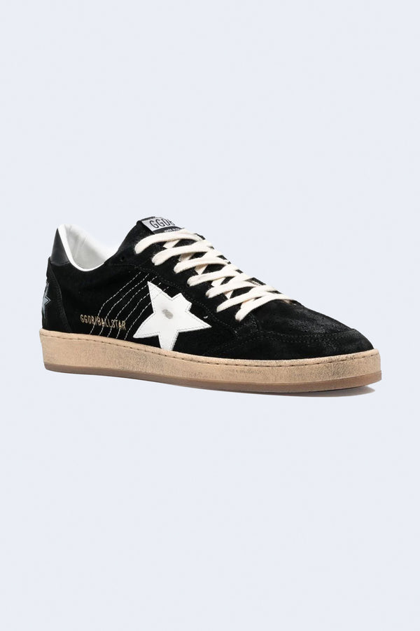 Men's Ball Star Suede Upper Stitching Sneaker in Black White