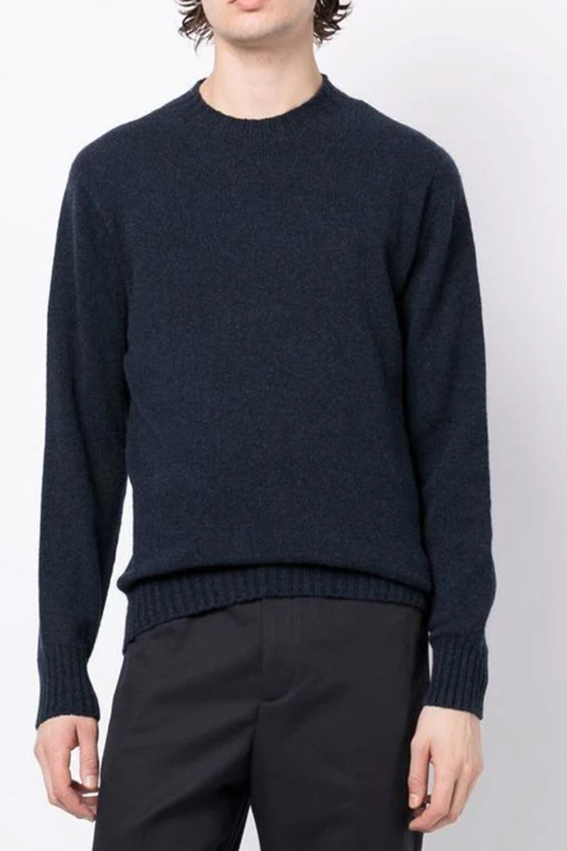 Shaved Mohair Crew Neck Sweater in Marine