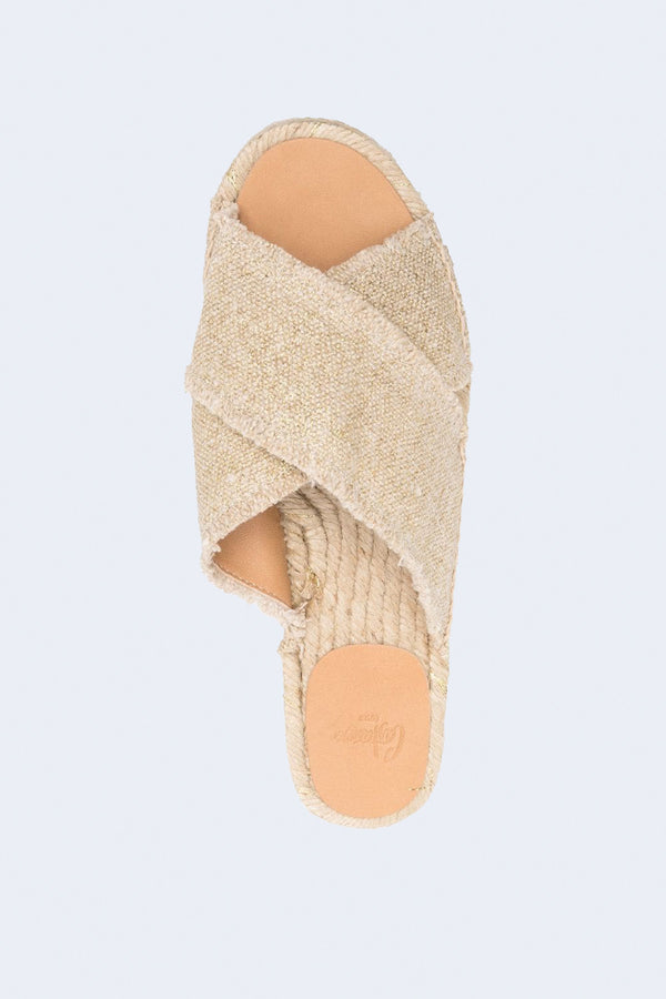 Palmera Canvas Sandals in Oro Claro