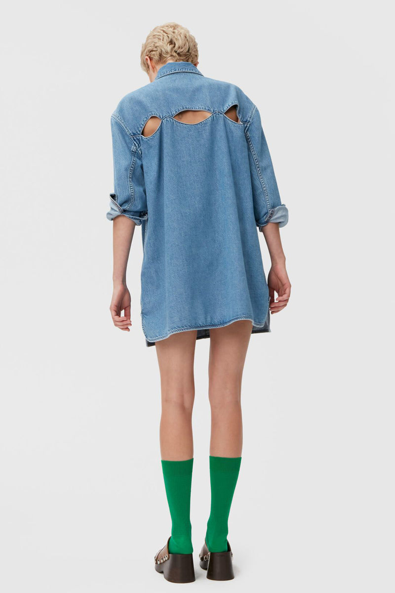 Light Denim Oversized Shirt in Mid Blue Vintage