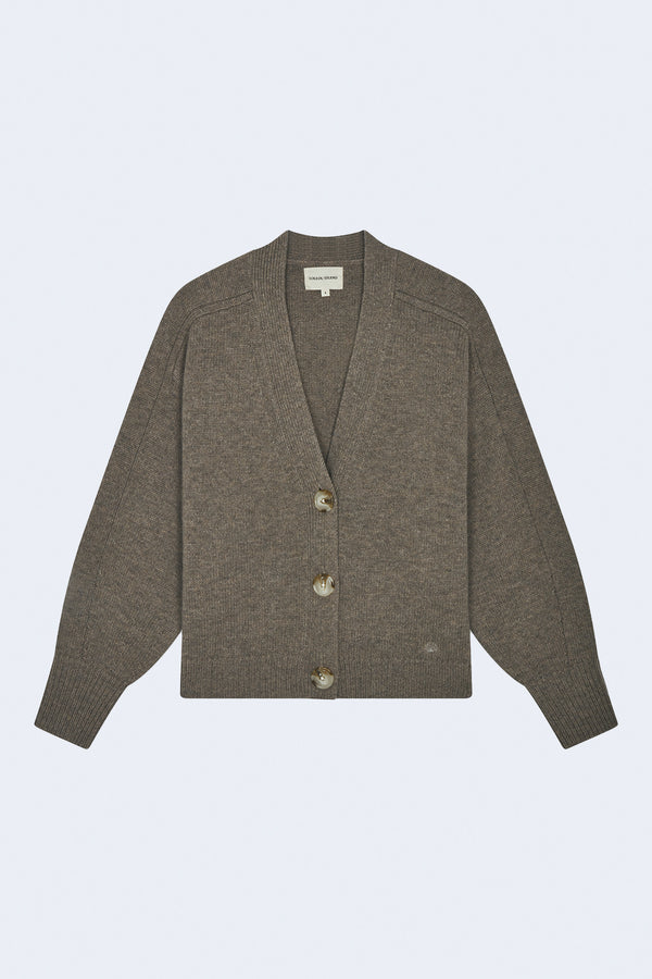 Zanzibar Wool Cardigan in Brown Melange