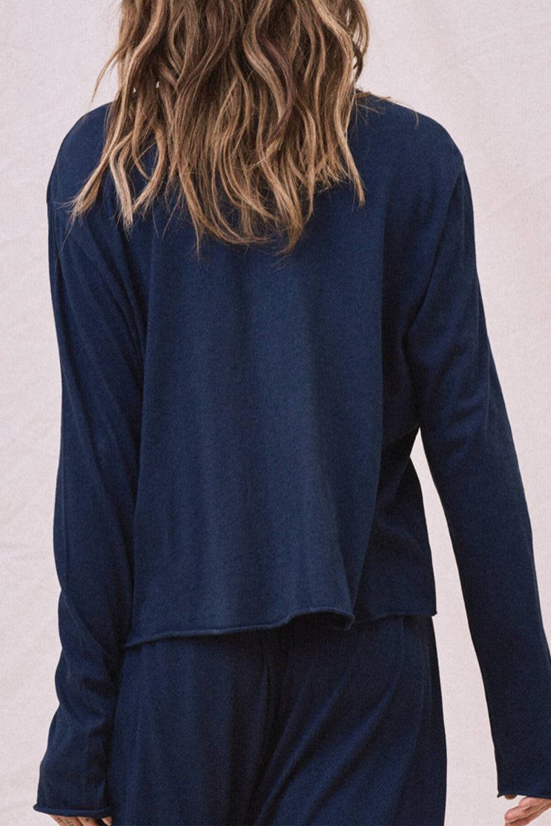The Long Sleeve Crop Tee in True Navy