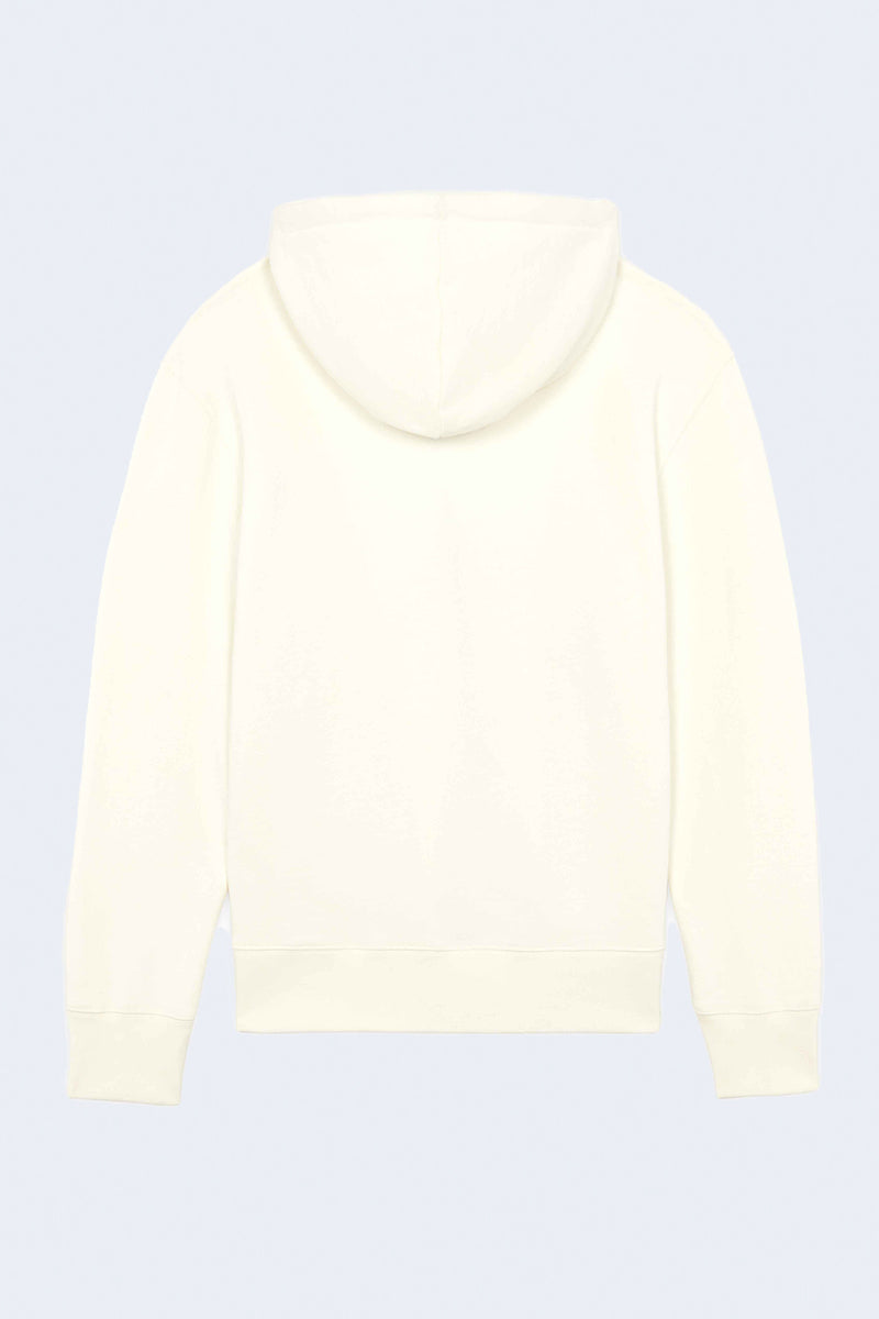Chillax Fox Patch Zipped Hoodie in Ecru