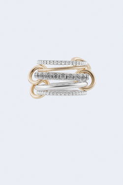 Aquarius Sg Gris 5 Linked Rings With U-Pave Grey And White Diamonds