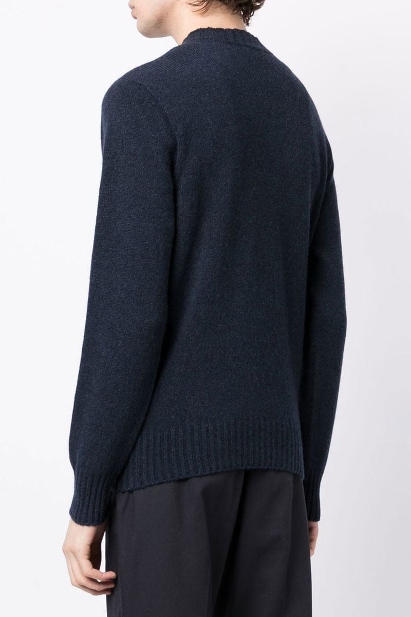 Shaved Mohair Crew Neck Sweater in Marine