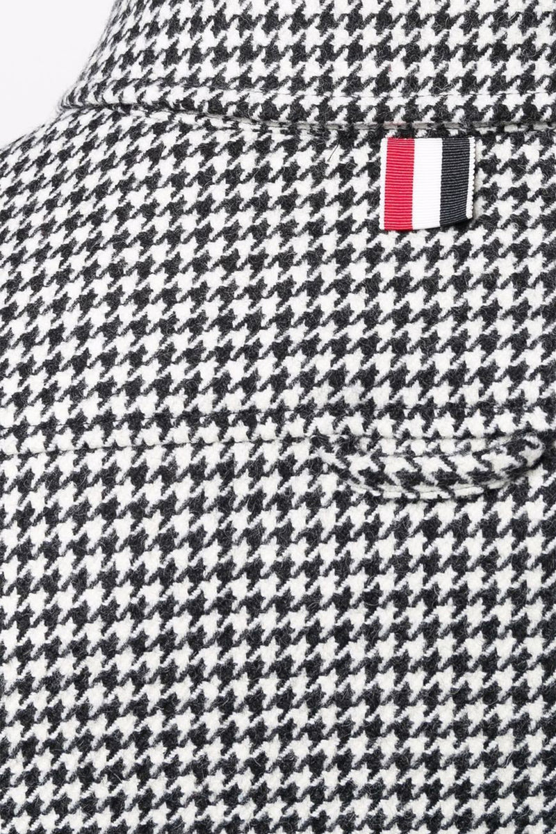 Snap Front Shirt Jacket In Houndstooth Lambswool in Black White