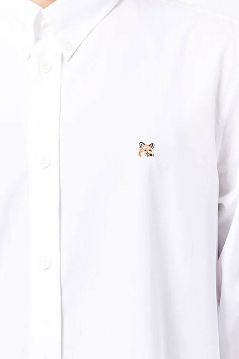 Fox Head Embroidery Classic Shirt in White – TENET