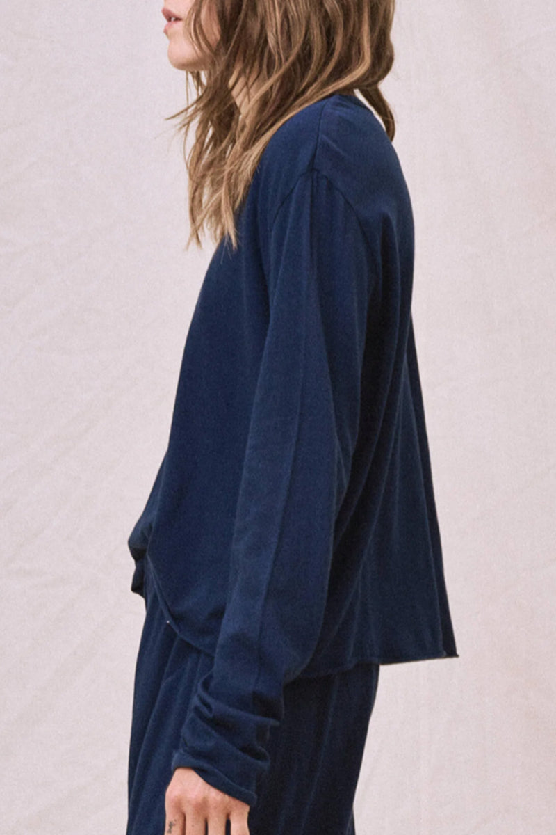 The Long Sleeve Crop Tee in True Navy