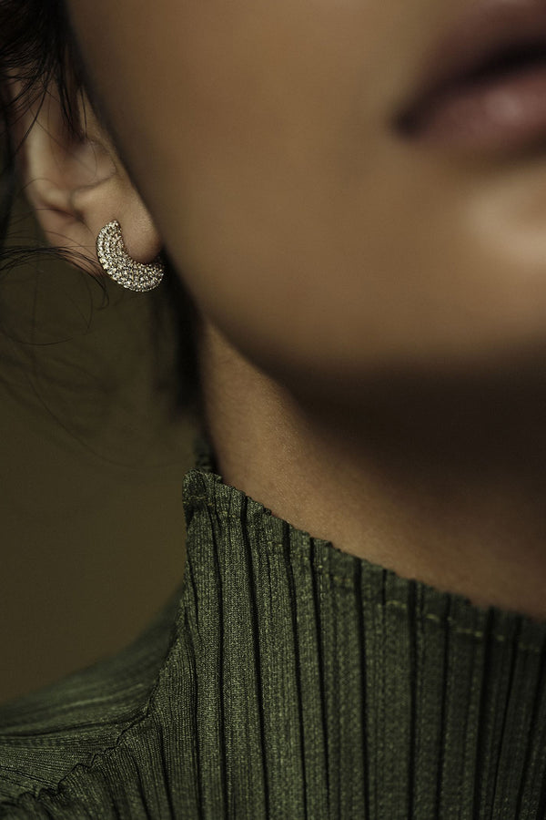 Diamond Disc Earrings in Gold
