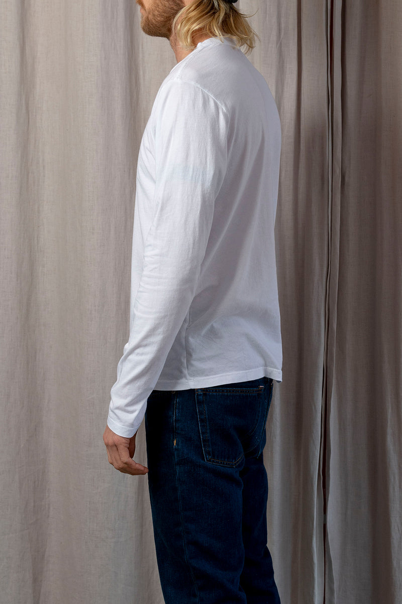 Long Sleeve Supima Crew Tee in White