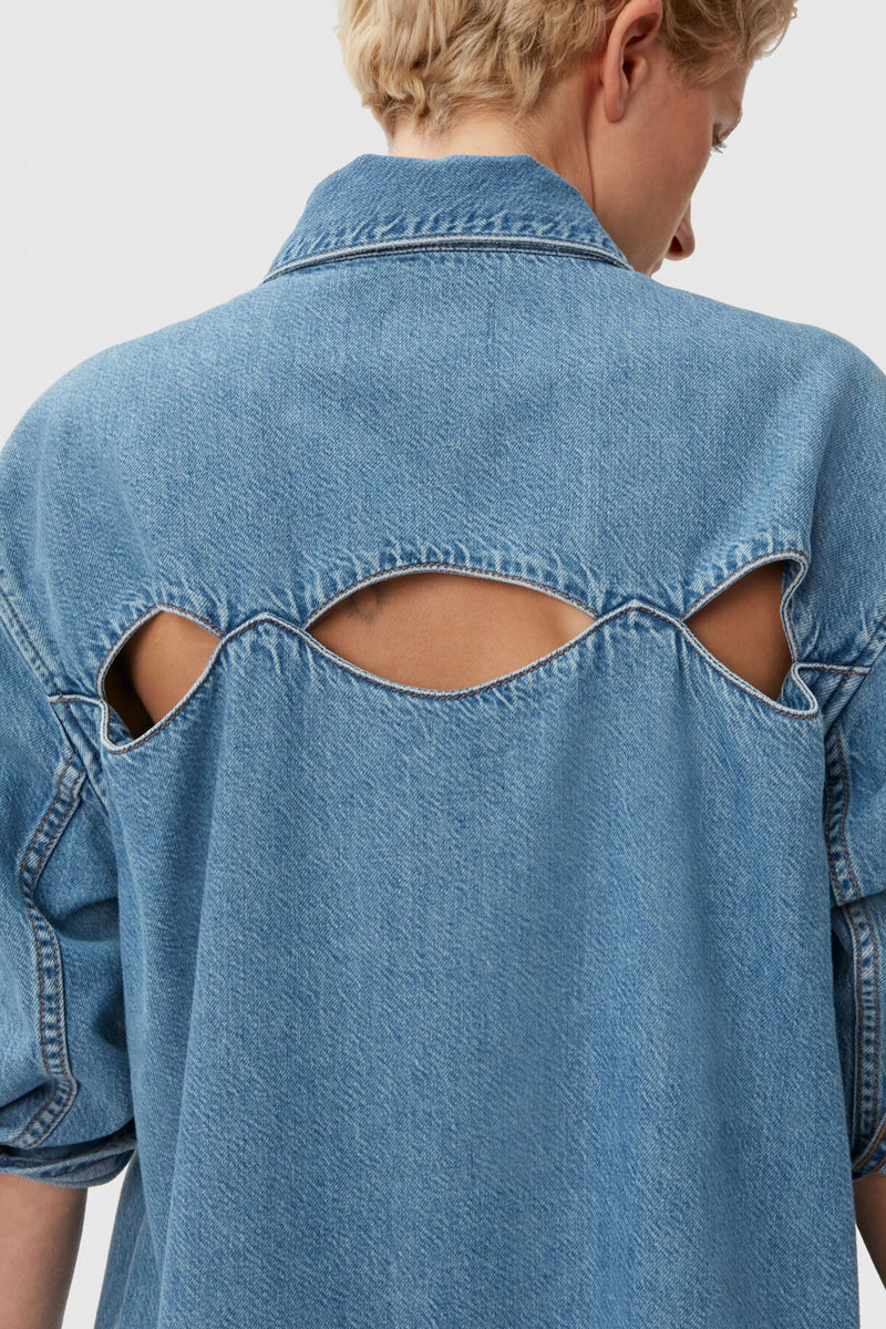 Light Denim Oversized Shirt in Mid Blue Vintage