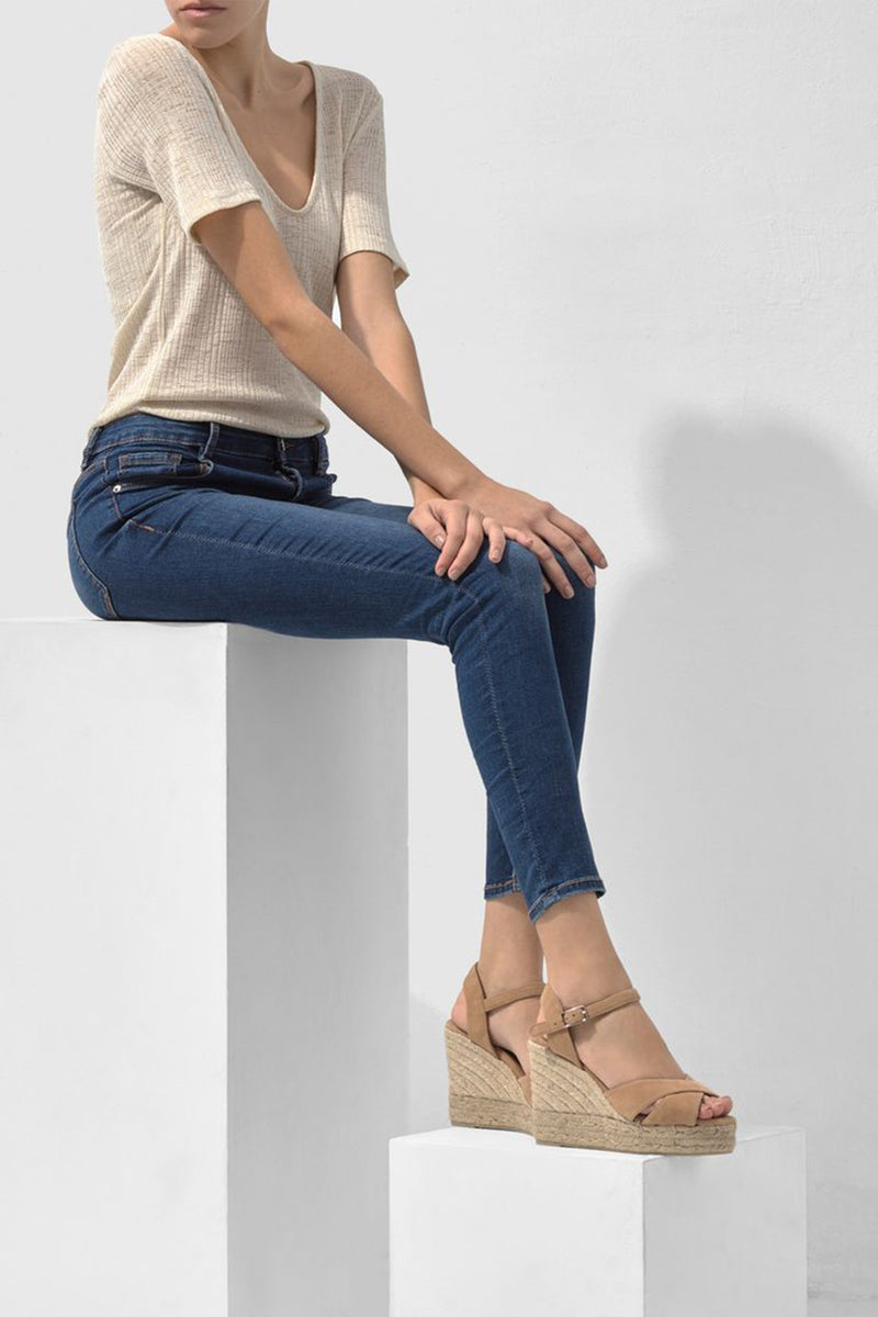 Blaudell Suede Espadrille Wedges in Tostado