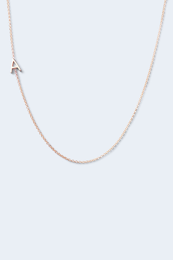 "A" Alphabet Letter Necklace - Rose Gold