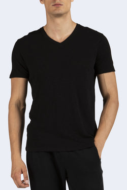 Men's V-Neck Cotton T-Shirt in Black