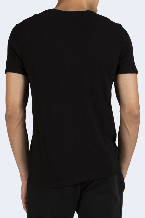 Men's V-Neck Cotton T-Shirt in Black