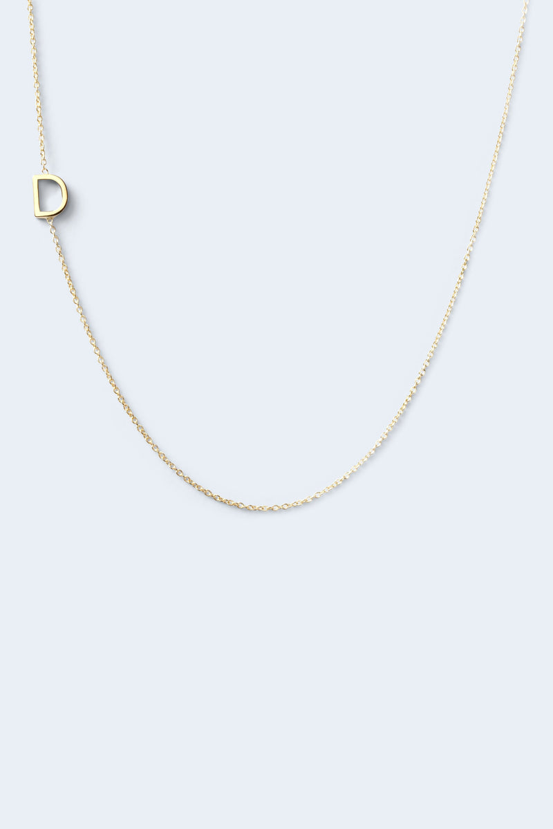 "D" Alphabet Letter Necklace - Yellow Gold
